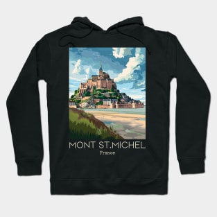 A Vintage Travel Illustration of Mont Saint Michel - France Hoodie